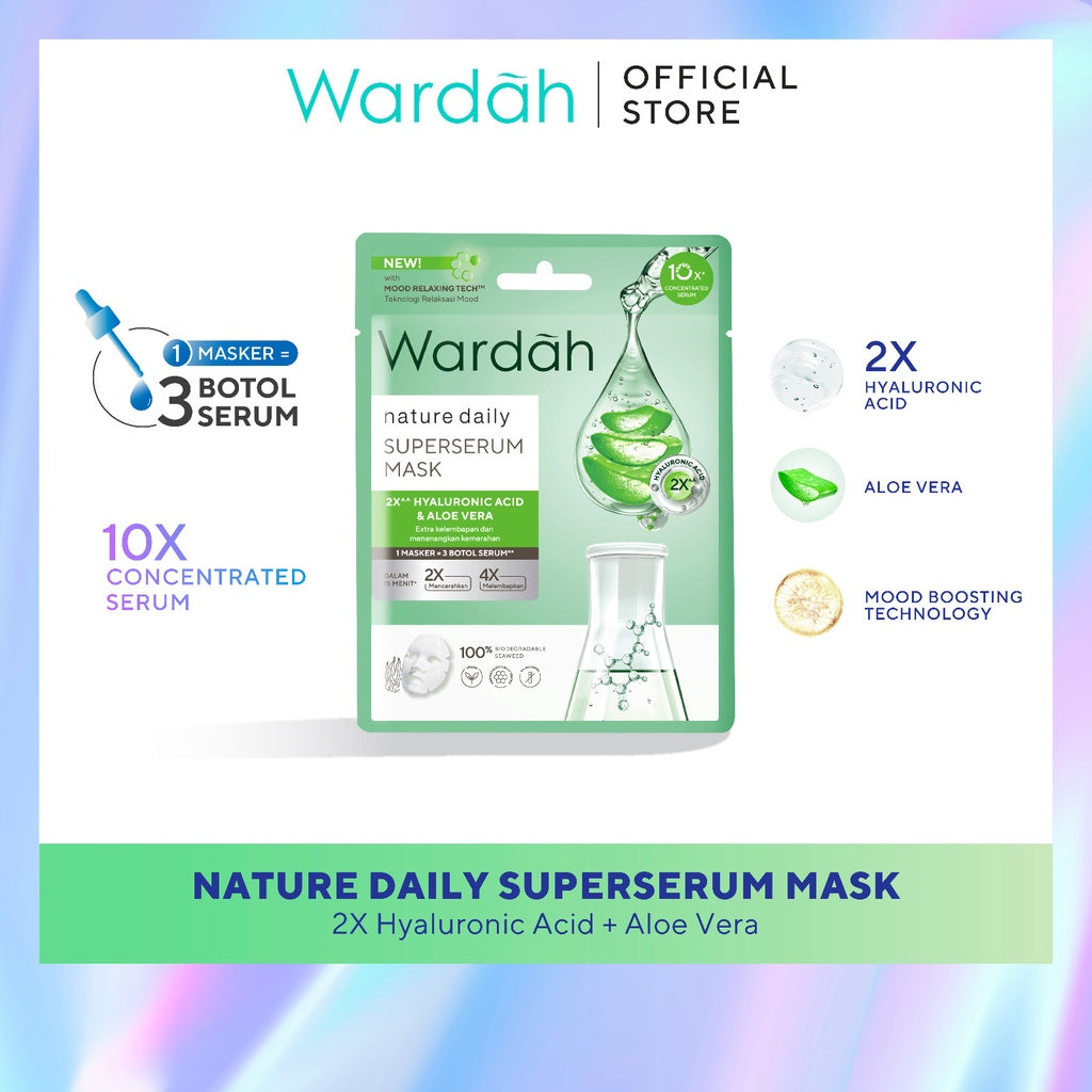 WARDAH SuperSerum Mask 20 ml - Sheet Mask dengan 10x Concentrated Serum, 2x Mencerahkan, 4x Melembabkan - Skincare