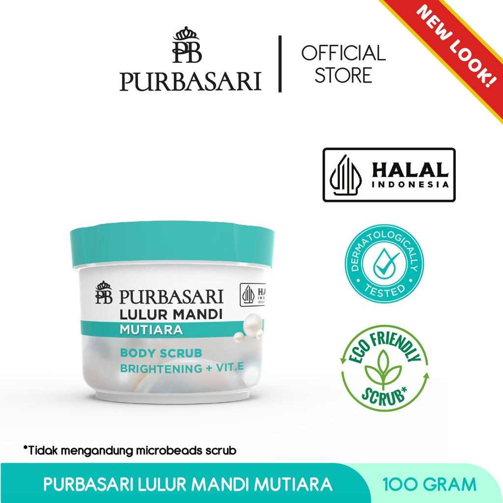 Purbasari Lulur Mandi Mutiara 100 gram / Lulur Pemutih Whitening Pencerah / Lulur pelembab kulit / Lulur Badan perontok daki / Menyamarkan flek hitam / Melembabkan / Mencerahkan
