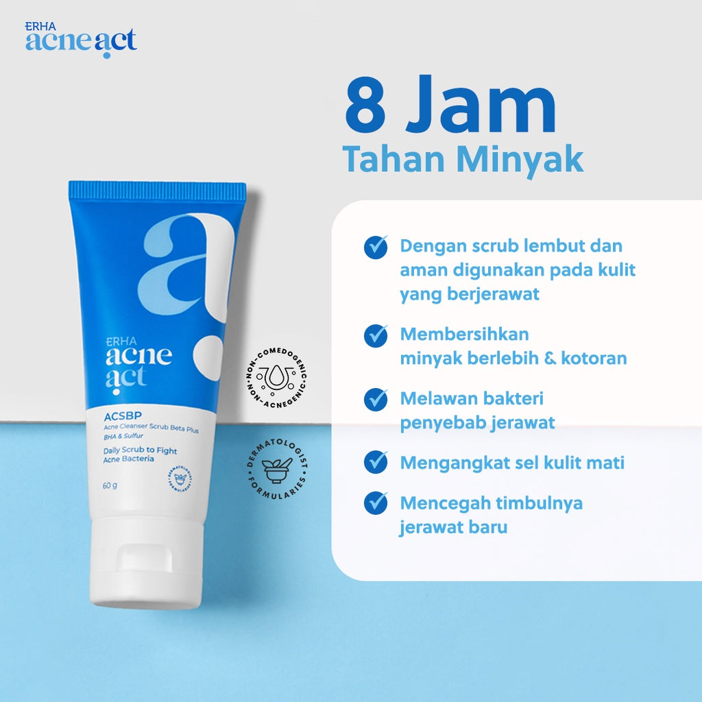 ERHA Twin Flame Acneact ACSBP Acne Cleanser Scrub Beta Plus 60g - Bundle Sabun Wajah Jerawat Berminyak