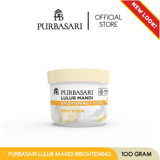 Purbasari Lulur Mandi Brightening 100 gram / Lulur Pemutih Whitening Pencerah / Lulur pelembab kulit / Lulur Badan perontok daki / Menyamarkan flek hitam / Melembabkan / Mencerahkan