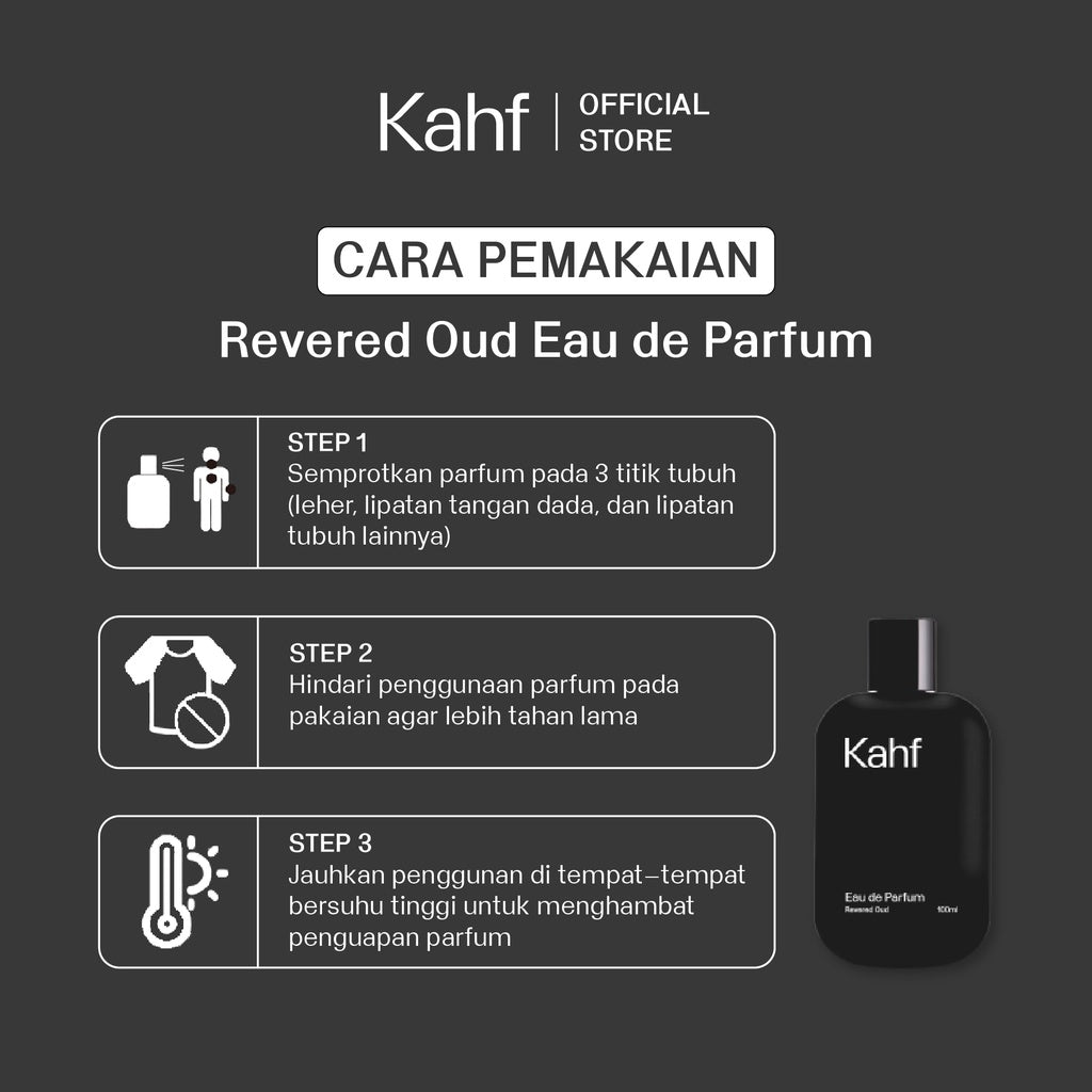 Kahf Revered Oud Eau de Parfum 100 ml Long-Lasting Fragrance (EDP) - Oud and Amber Scent  - Wangi Tahan Lama - Luxury Scent 香水