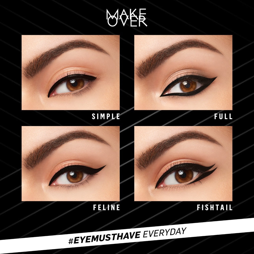 MAKE OVER Hyperblack Superstay Liner - Eyeliner BEST SELLER Hitam Pigmented Waterproof Smudgeproof Tahan Seharian Tidak Luntur untuk Daily Pesta Part Wing Liner