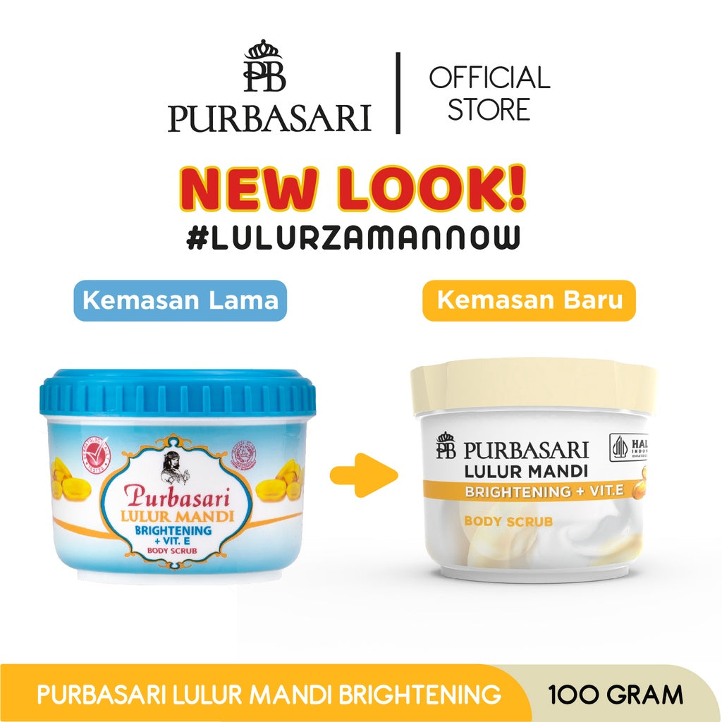 Purbasari Lulur Mandi Brightening 100 gram / Lulur Pemutih Whitening Pencerah / Lulur pelembab kulit / Lulur Badan perontok daki / Menyamarkan flek hitam / Melembabkan / Mencerahkan
