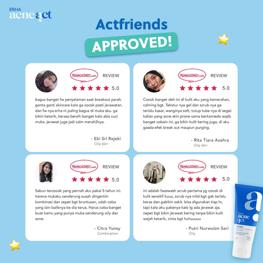 ERHA Twin Flame Acneact ACSBP Acne Cleanser Scrub Beta Plus 60g - Bundle Sabun Wajah Jerawat Berminyak