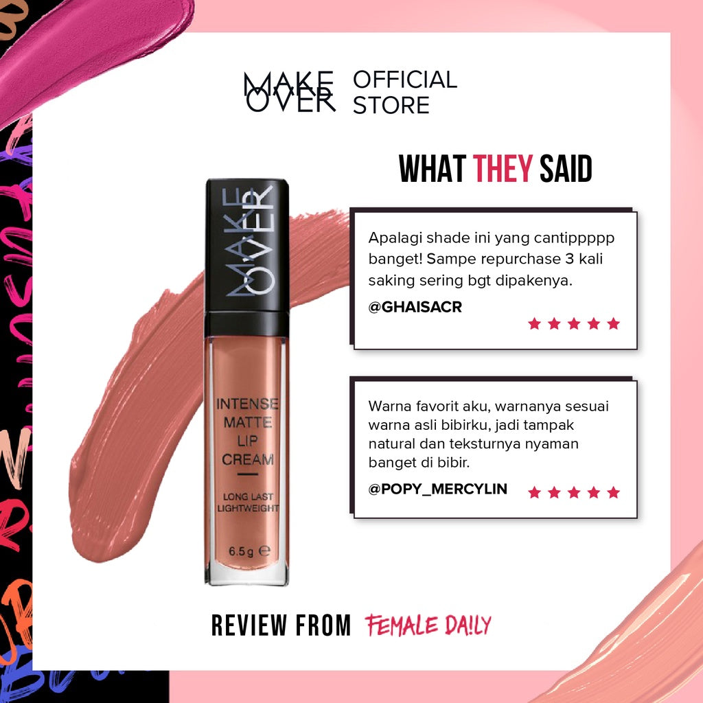 MAKE OVER Intense Matte Lip Cream - Lipstick Lipcream tahan lama hingga 8 jam lembab ringan ombre lips nude