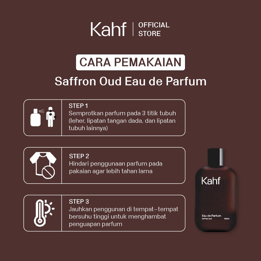 Kahf Eau de Parfum Saffron Oud 100 ml - Parfum Pria Wangi Tahan Lama