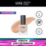 MAKE OVER Hydrastay Glow Fluid Foundation - Glow high coverage ringan poreless hydrating untuk makeup tahan lama non-comedogenic