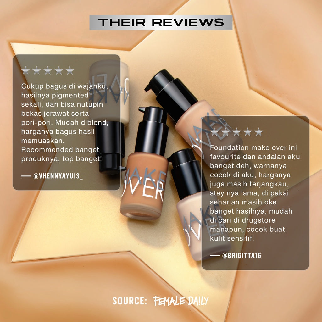 [SPECIAL MASTERSHADE] MAKE OVER Ultra Cover Liquid Matte Foundation - Foundation Cair High Coverage Wajah Flawless Finish Satin Ringan Poreless Make Up Tahan Lama Non-Comedogenic BEST SELLER Somethin Time Less w Maybe Euphoria