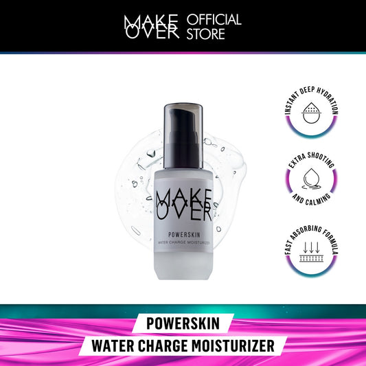 MAKE OVER Powerskin Water Charge Moisturizer - Hyaluronic Acid HA ringan lembab watery gampang cepat meresap base makeup kulit kenyal dalam 2 minggu cocok sebelum makeup tidak berwarna non-comedogenic