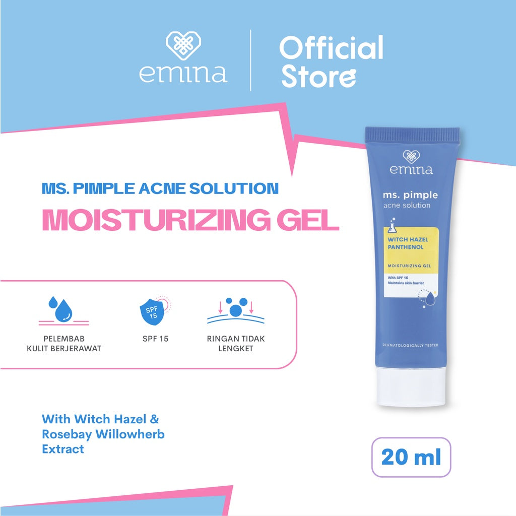 Emina Ms. Pimple Acne Solution Moisturizing Gel 20 mL - Pelembab Wajah Solusi Atasi Jerawat dengan SPF
