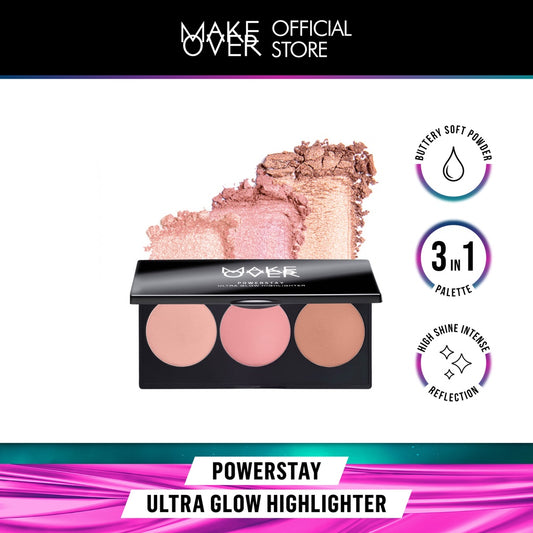 MAKE OVER Powerstay Ultra Glow Highlighter 3 x 3.5 g - Highlighter Palette