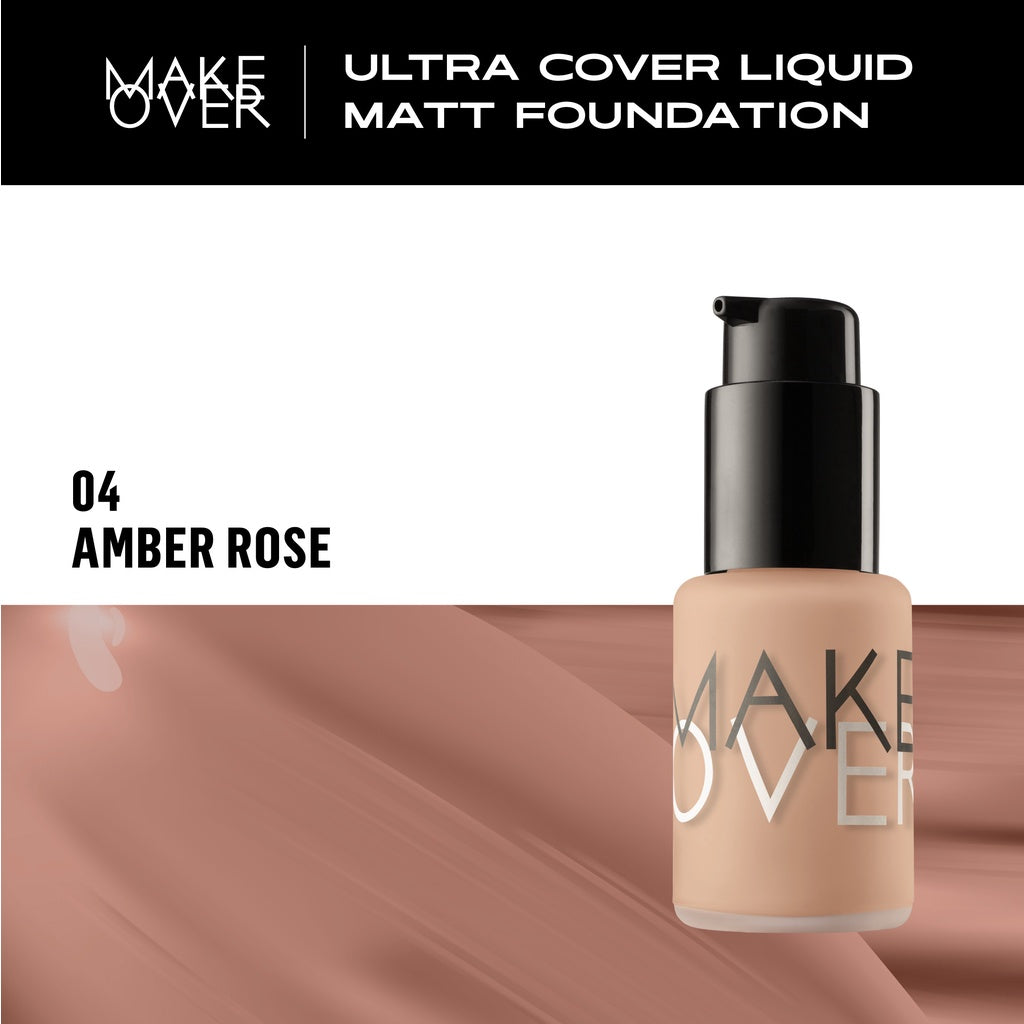 [SPECIAL MASTERSHADE] MAKE OVER Ultra Cover Liquid Matte Foundation - Foundation Cair High Coverage Wajah Flawless Finish Satin Ringan Poreless Make Up Tahan Lama Non-Comedogenic BEST SELLER Somethin Time Less w Maybe Euphoria