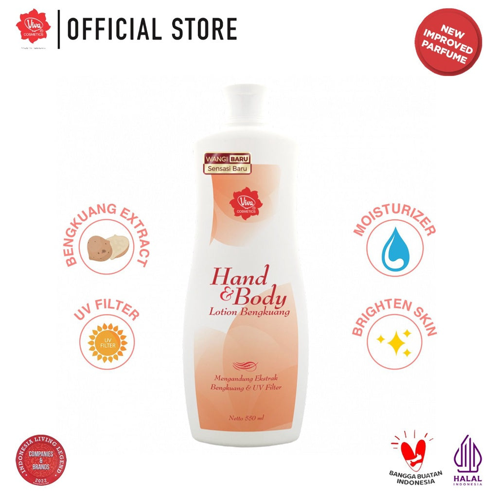 Viva Hand & Body Lotion Bengkuang with New IMPROVED Parfume (WHITENING & UV Filter) - 550ml