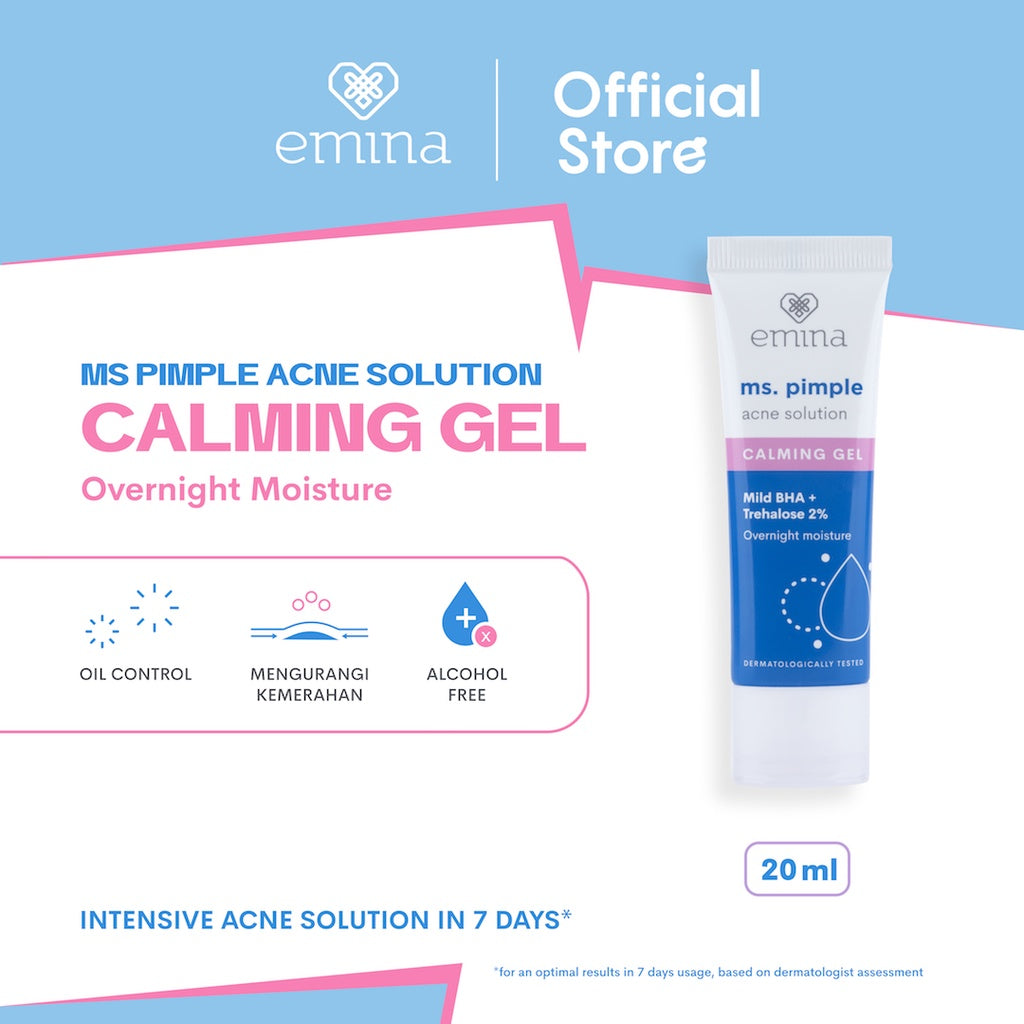 Emina Ms. Pimple Acne Solution Calming Gel 20 mL - Pelembab Malam Hari Atasi Jerawat dalam 7 Hari!