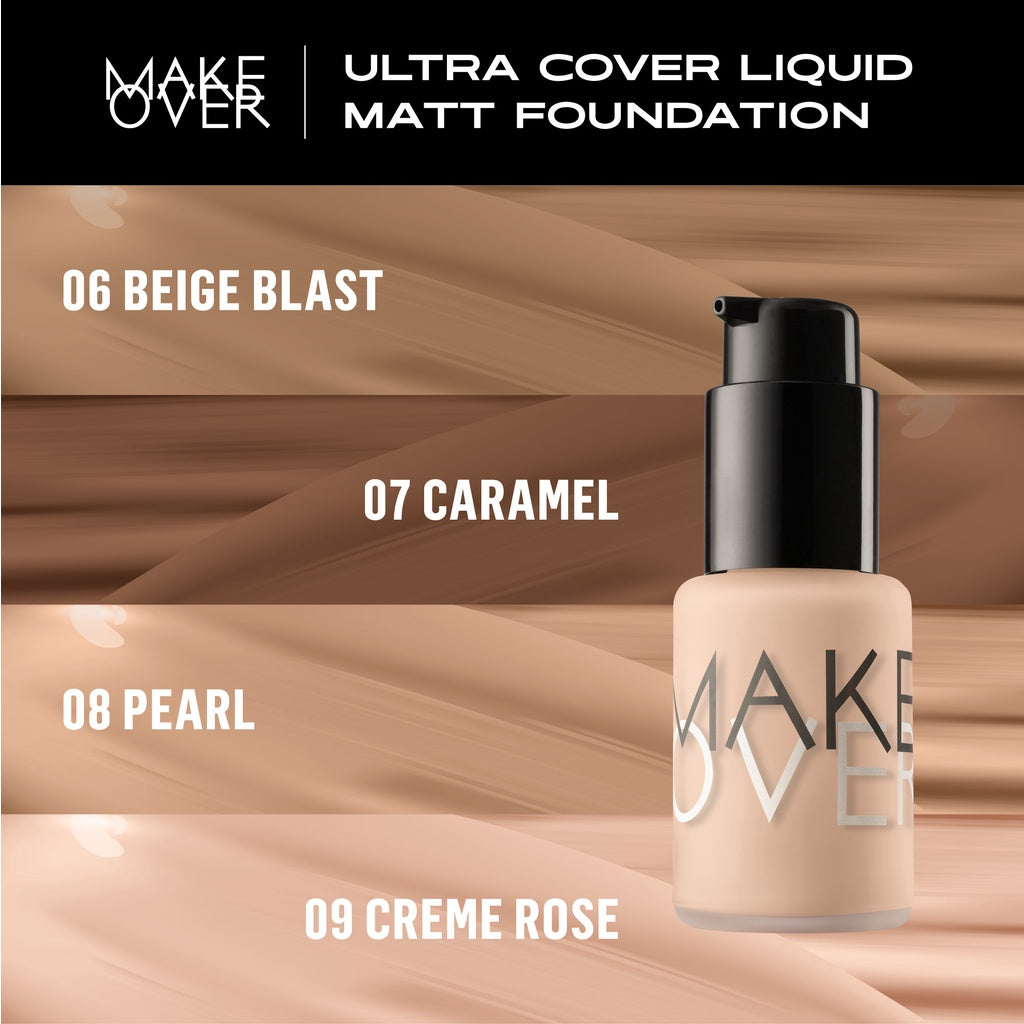 [SPECIAL MASTERSHADE] MAKE OVER Ultra Cover Liquid Matte Foundation - Foundation Cair High Coverage Wajah Flawless Finish Satin Ringan Poreless Make Up Tahan Lama Non-Comedogenic BEST SELLER Somethin Time Less w Maybe Euphoria
