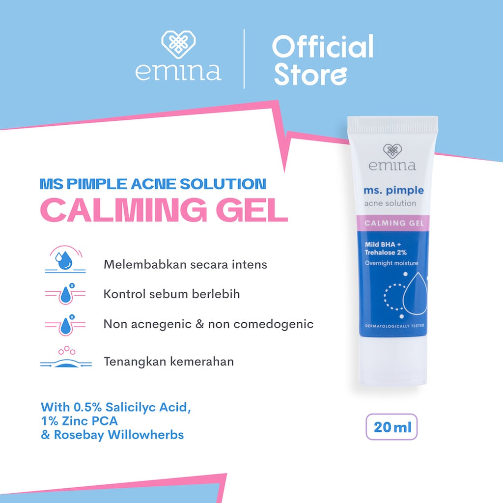 Emina Ms. Pimple Acne Solution Calming Gel 20 mL - Pelembab Malam Hari Atasi Jerawat dalam 7 Hari!