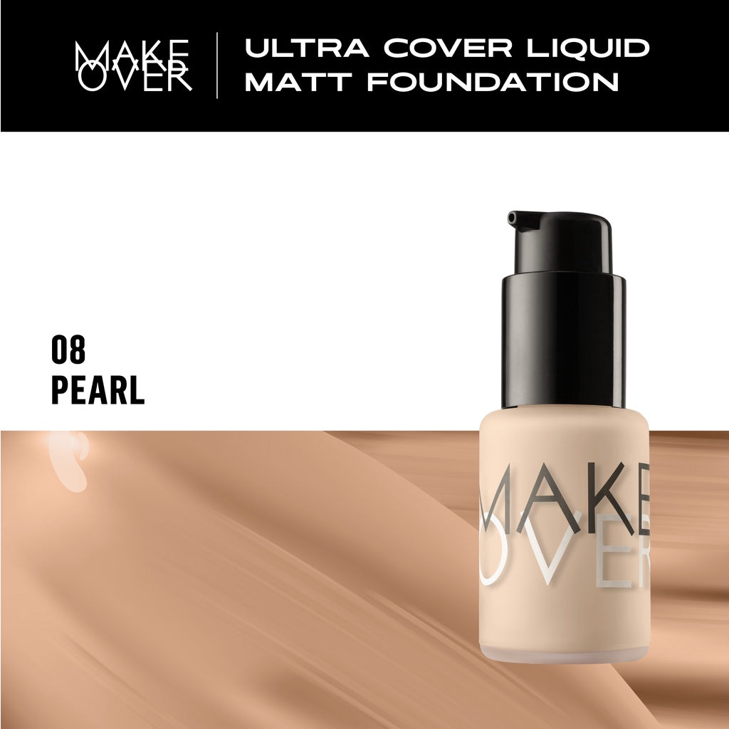 [SPECIAL MASTERSHADE] MAKE OVER Ultra Cover Liquid Matte Foundation - Foundation Cair High Coverage Wajah Flawless Finish Satin Ringan Poreless Make Up Tahan Lama Non-Comedogenic BEST SELLER Somethin Time Less w Maybe Euphoria