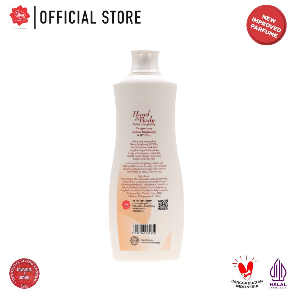 Viva Hand & Body Lotion Bengkuang with New IMPROVED Parfume (WHITENING & UV Filter) - 550ml