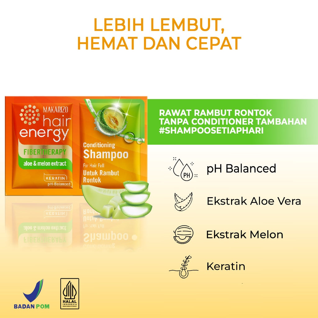 Makarizo Hair Energy Fibertherapy Conditioning Shampoo Aloe & Melon 9 mLx12