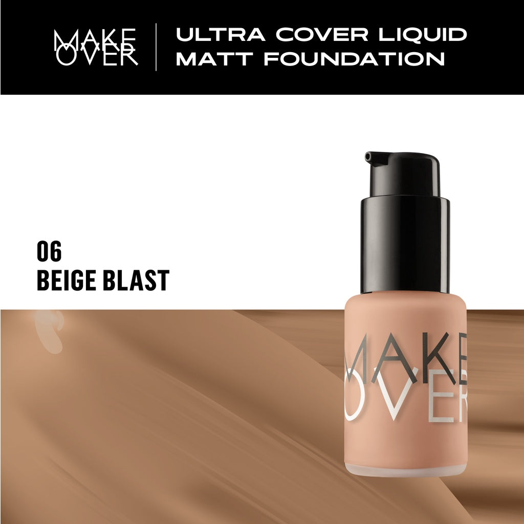 [SPECIAL MASTERSHADE] MAKE OVER Ultra Cover Liquid Matte Foundation - Foundation Cair High Coverage Wajah Flawless Finish Satin Ringan Poreless Make Up Tahan Lama Non-Comedogenic BEST SELLER Somethin Time Less w Maybe Euphoria