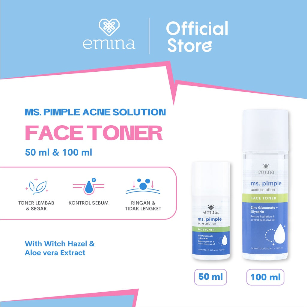 Emina Ms. Pimple Acne Solution Face Toner - Toner Wajah Melembabkan Kulit Berjerawat