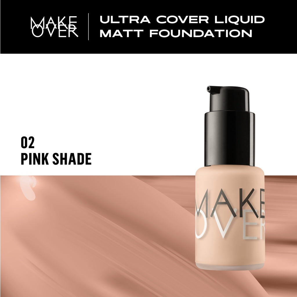 [SPECIAL MASTERSHADE] MAKE OVER Ultra Cover Liquid Matte Foundation - Foundation Cair High Coverage Wajah Flawless Finish Satin Ringan Poreless Make Up Tahan Lama Non-Comedogenic BEST SELLER Somethin Time Less w Maybe Euphoria