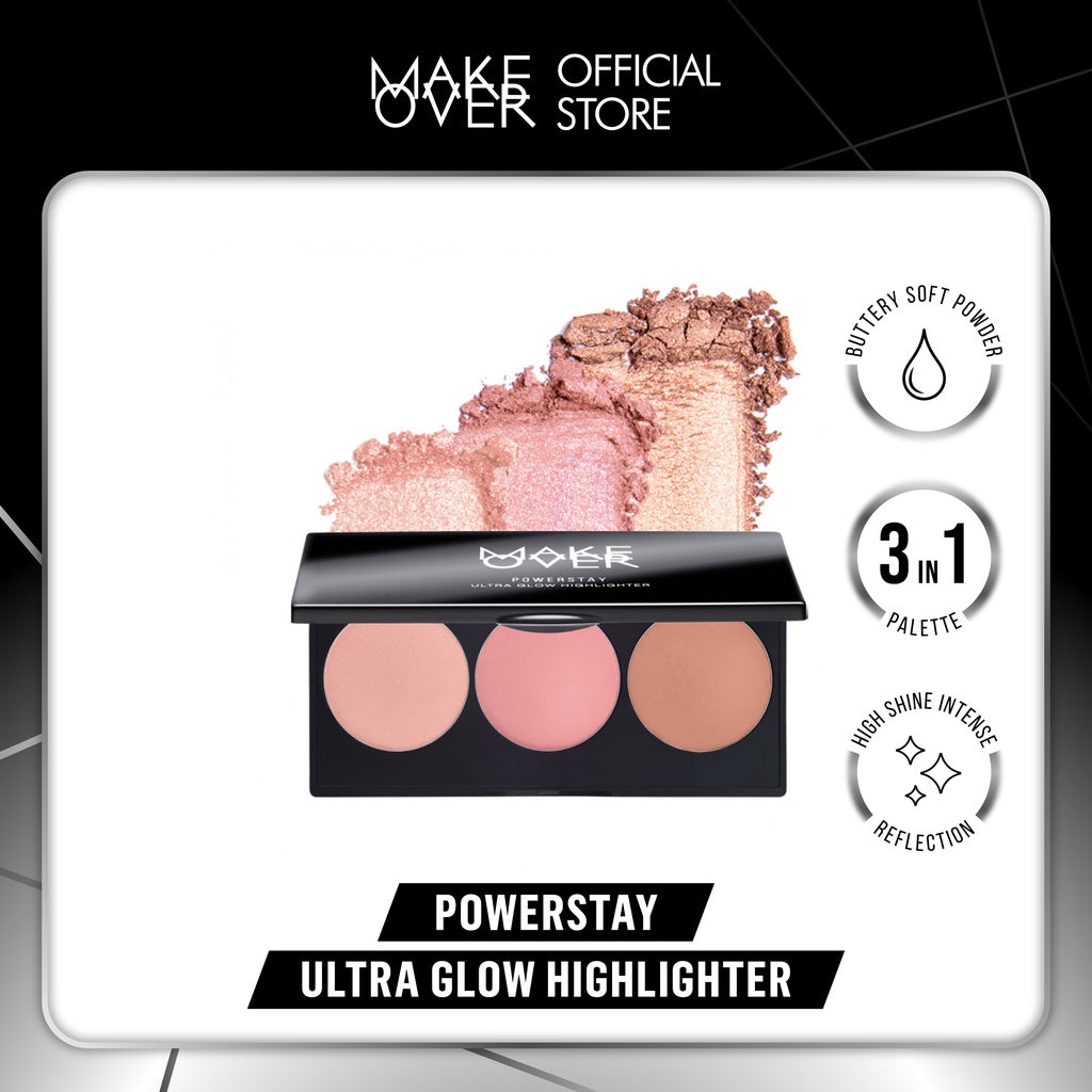 MAKE OVER Powerstay Ultra Glow Highlighter 3 x 3.5 g - Highlighter Palette