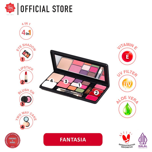 Viva Queen Make Up Kit Fantasia - 4 in 1 TWO WAY CAKE, BLUSH ON, EYE SHADOW & LIPSTICK (tersedia 5 koleksi warna)