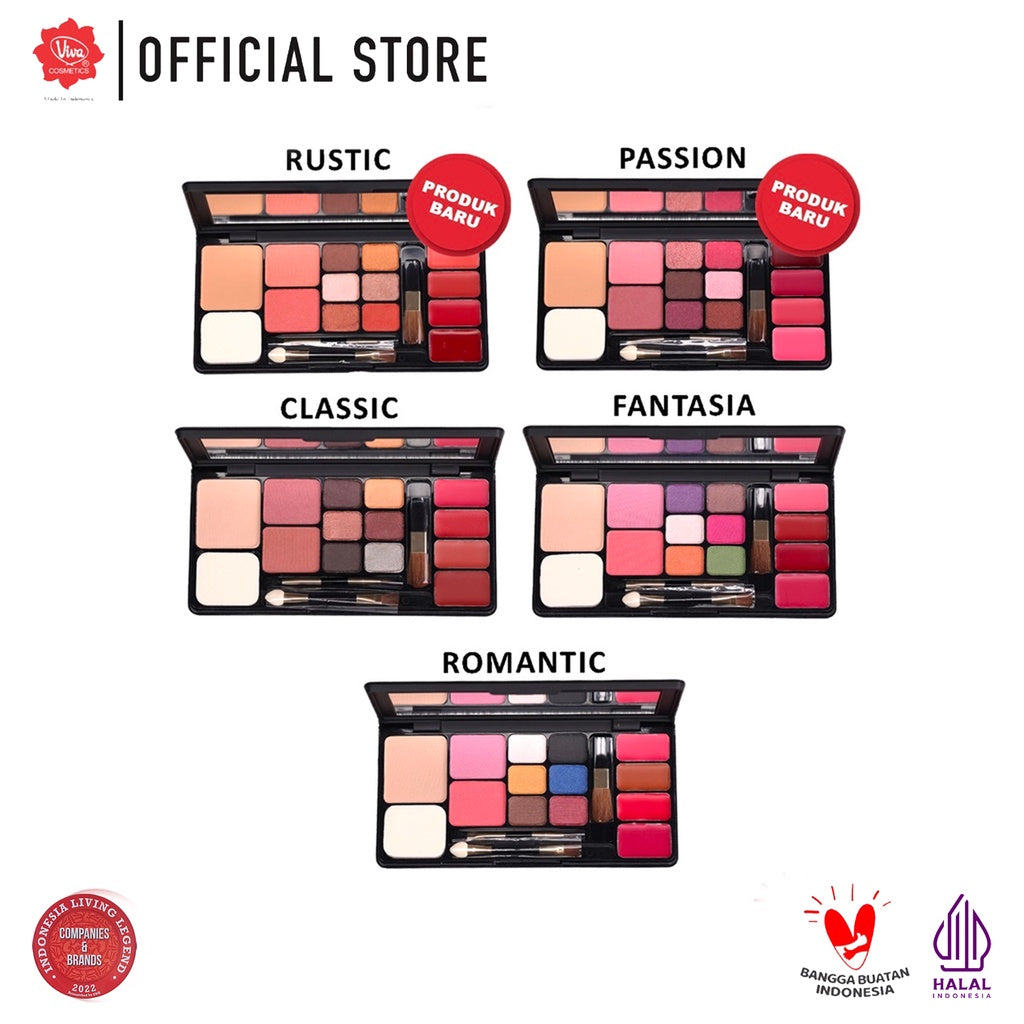 Viva Queen Make Up Kit Classic - 4 in 1 TWO WAY CAKE, BLUSH ON, EYE SHADOW & LIPSTICK (tersedia 5 koleksi warna)