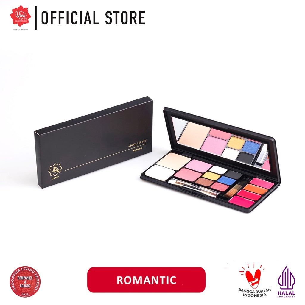 Viva Queen Make Up Kit Romantic - 4 in 1 TWO WAY CAKE, BLUSH ON, EYE SHADOW & LIPSTICK (tersedia 5 koleksi warna)