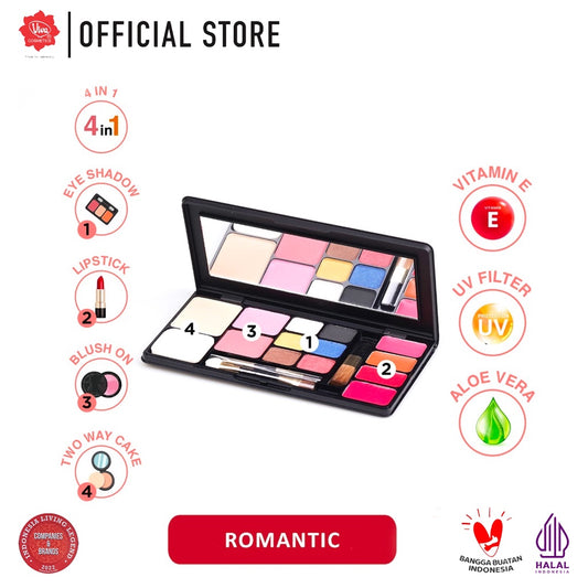 Viva Queen Make Up Kit Romantic - 4 in 1 TWO WAY CAKE, BLUSH ON, EYE SHADOW & LIPSTICK (tersedia 5 koleksi warna)