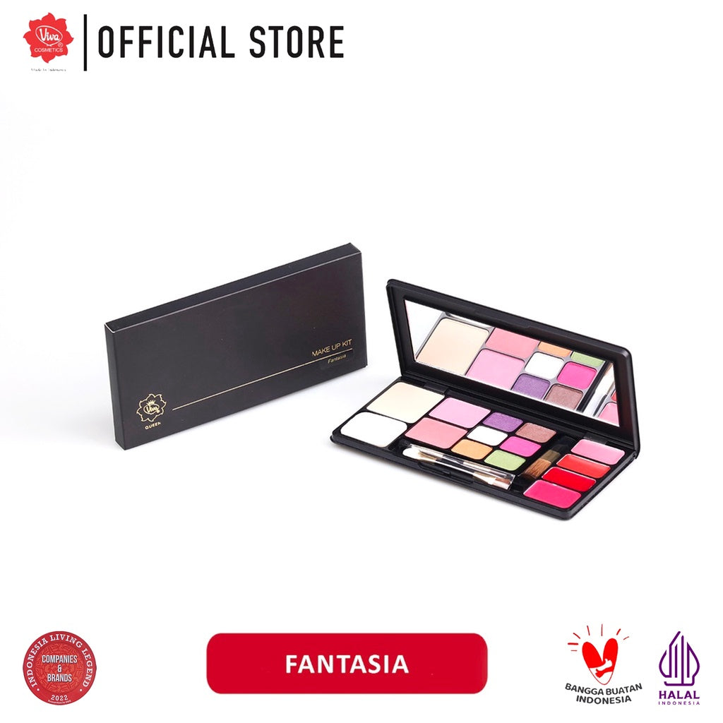 Viva Queen Make Up Kit Fantasia - 4 in 1 TWO WAY CAKE, BLUSH ON, EYE SHADOW & LIPSTICK (tersedia 5 koleksi warna)