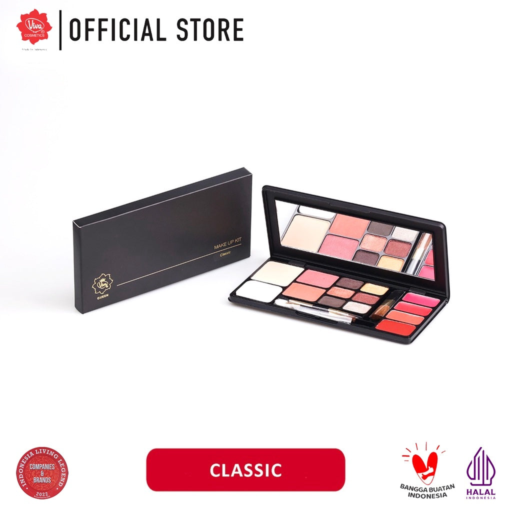 Viva Queen Make Up Kit Classic - 4 in 1 TWO WAY CAKE, BLUSH ON, EYE SHADOW & LIPSTICK (tersedia 5 koleksi warna)