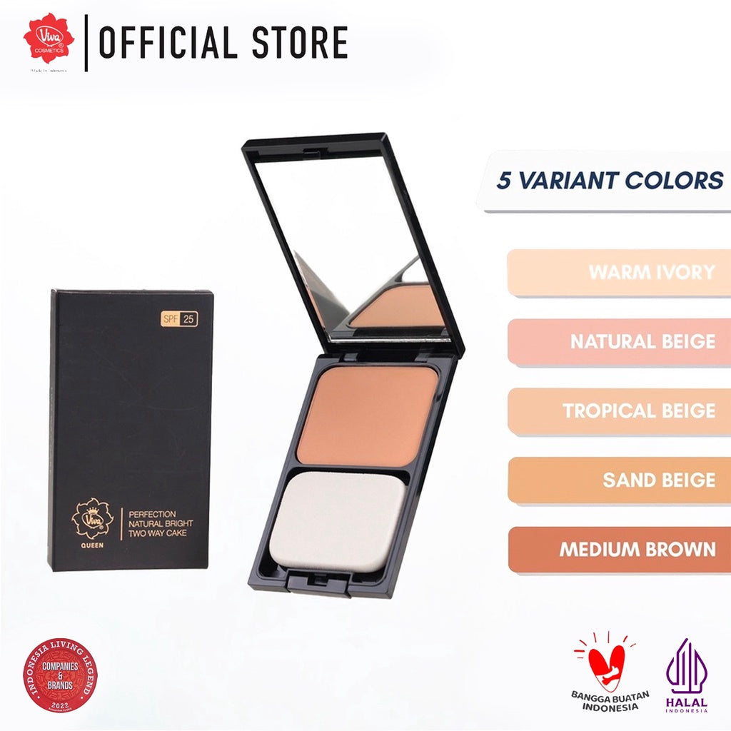 Viva Queen Perfection Natural Bright Two Way Cake with UV A & UV B (SPF 25) - Tersedia 5 varian warna
