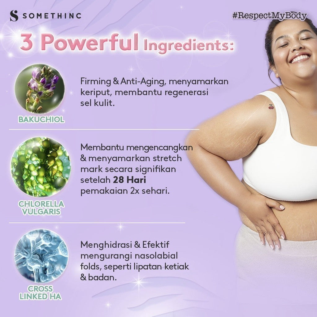 SOMETHINC Bakuchiol R-Cover Firming Body Crème - Krim Menyamarkan Strech Mark