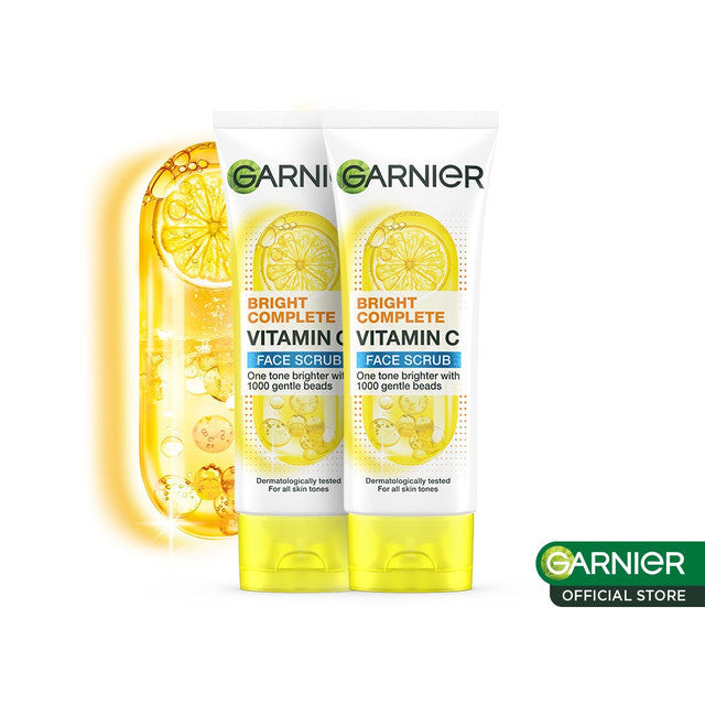 [PAKET HEMAT ISI 2] GARNIER Facial Wash Bright Complete Vitamin C Brightening Scrub Cleanser Face Wash 100ml | Skincare Pembersih Wajah Mencerahkan sabun cuci muka sabun muka glowing dan memutihkan