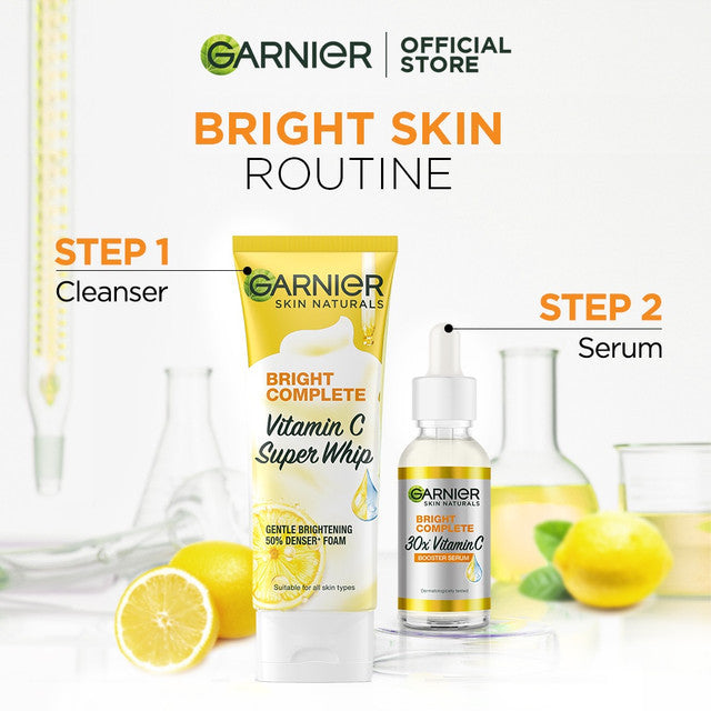 [PAKET HEMAT ISI 2] GARNIER Facial Wash Bright Complete Vitamin C Super Whip Foam Face Wash 100ml | Skincare Pembersih Wajah Mencerahkan sabun cuci muka sabun muka glowing dan memutihkan
