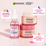 GARNIER Paket Skincare 1 Set Lengkap Sakura Glow Ceramide Skin Barrier Hydrating Daily Set Serum & Cream| Day Cream 50 ml + Night Cream 50 ml + Serum 30 ml tone up mencerahkan moisturizer pelembab