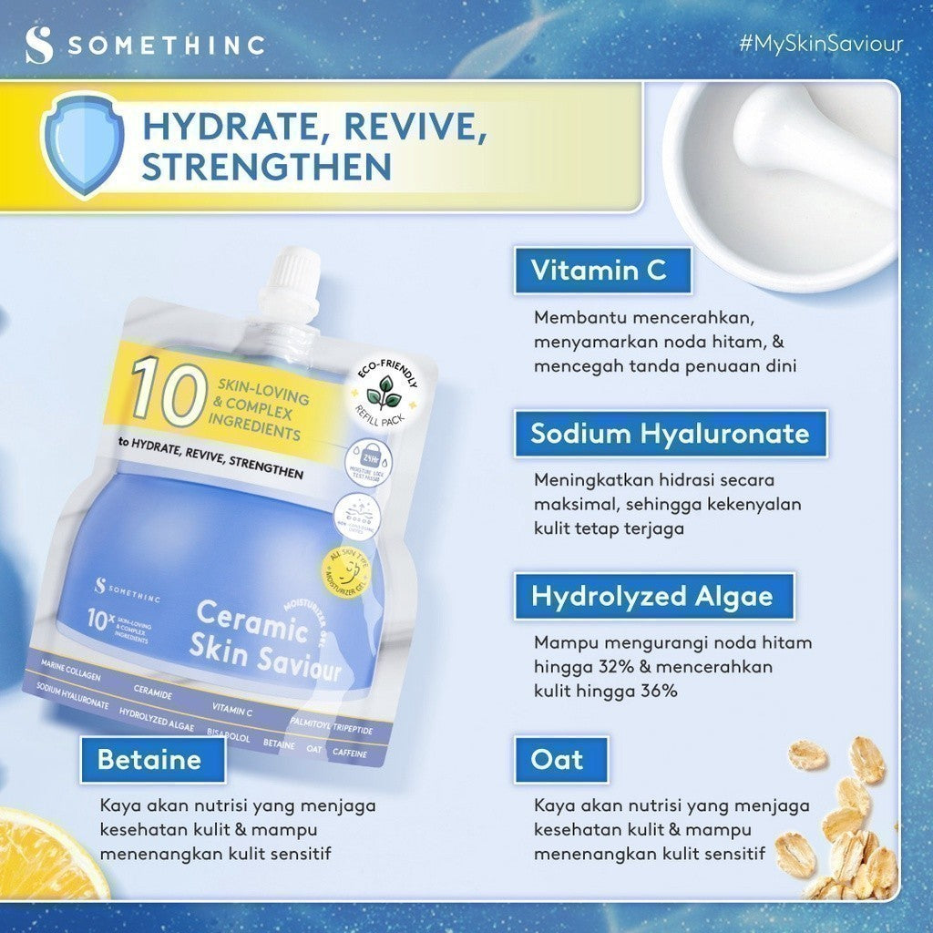 SOMETHINC CERAMIC SKIN Saviour Moisturizer Gel - Cocok untuk Acne dan Kulit Sensitif, Moisturizer Non comedogenic, Melembapkan , Mengurangi kemerahan. Pelembab kulit tidak menyumbat pori