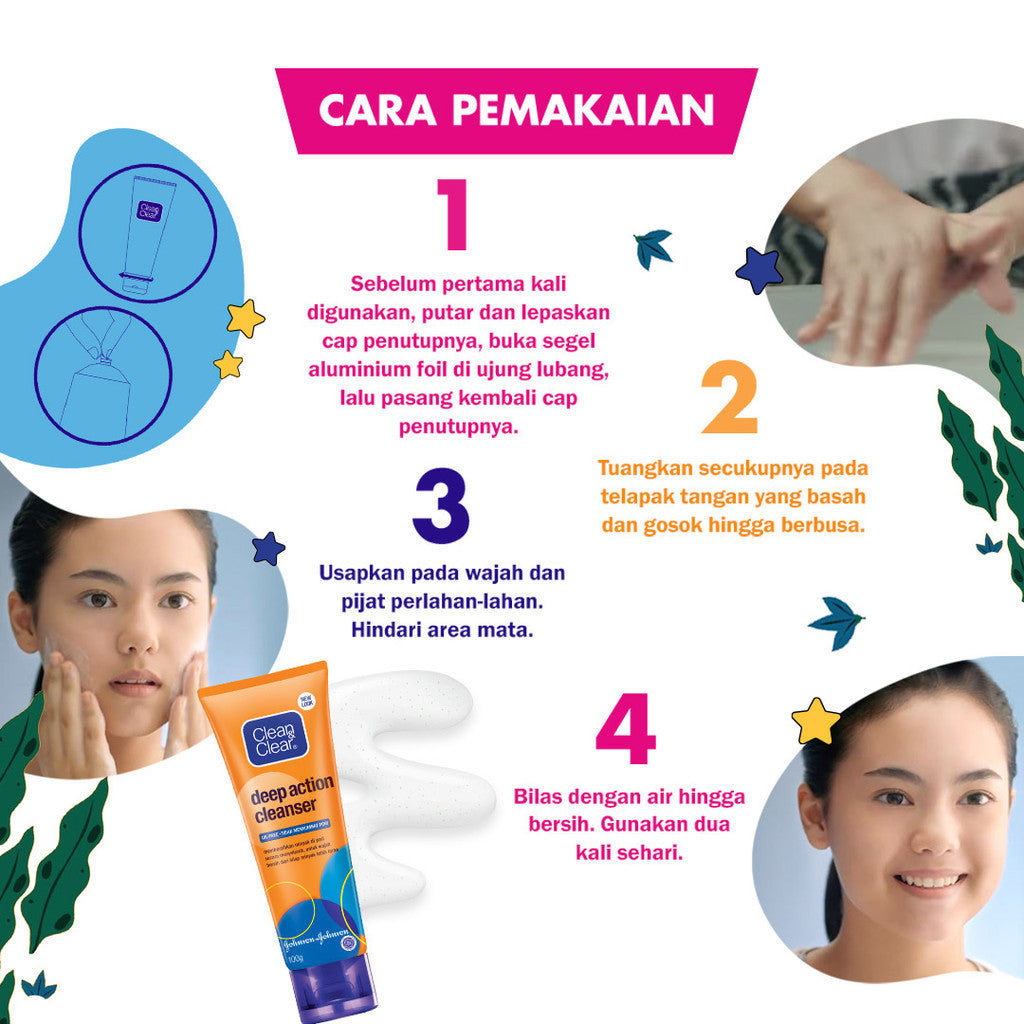 Clean & Clear Deep Action Cleanser Sabun Cuci Muka Pembersih Wajah 50gr