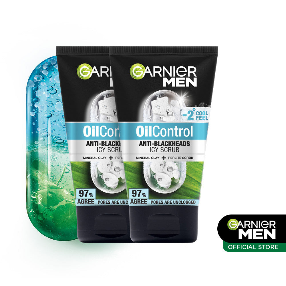 [PAKET HEMAT ISI 2] GARNIER Men Facial Wash Oil Control Anti Blackheads Brightening Icy Scrub Skincare 100ml Face Wash sabun cuci muka pria face wash pembersih wajah sabun muka glowing dan memutihkan