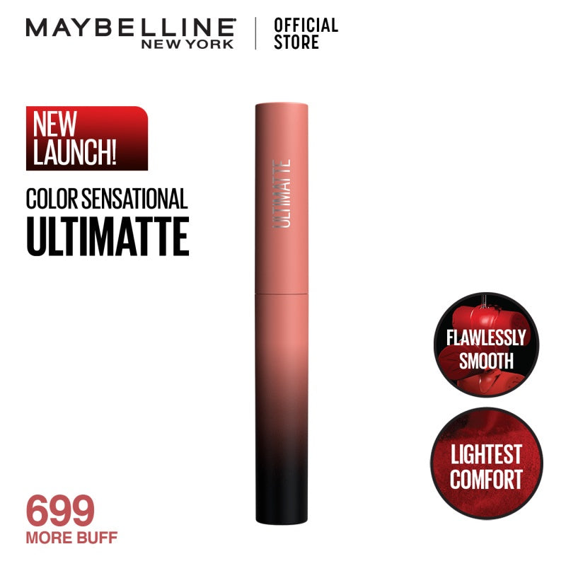 MAYBELLINE OFFICIAL Color Sensational Ultimatte Lipstick Make Up - 1.7gr (Lipstick Dengan Formula Ringan & Nyaman Dengan Hasil Flawlessly Smooth)