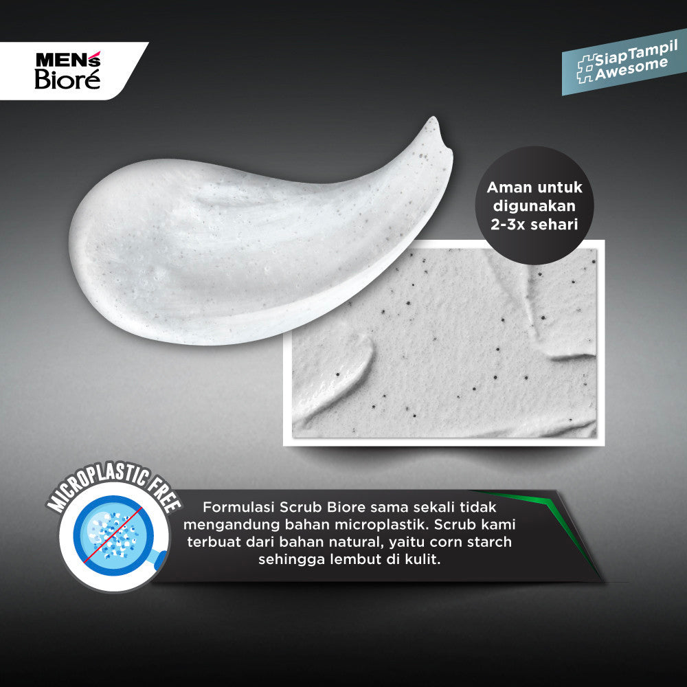 Men's Biore Micro Scrub Sabun Muka Pria Untuk Kulit Kusam Deep Fresh Deep Pore Clean Eksfoliasi 100 gr - Facial Wash