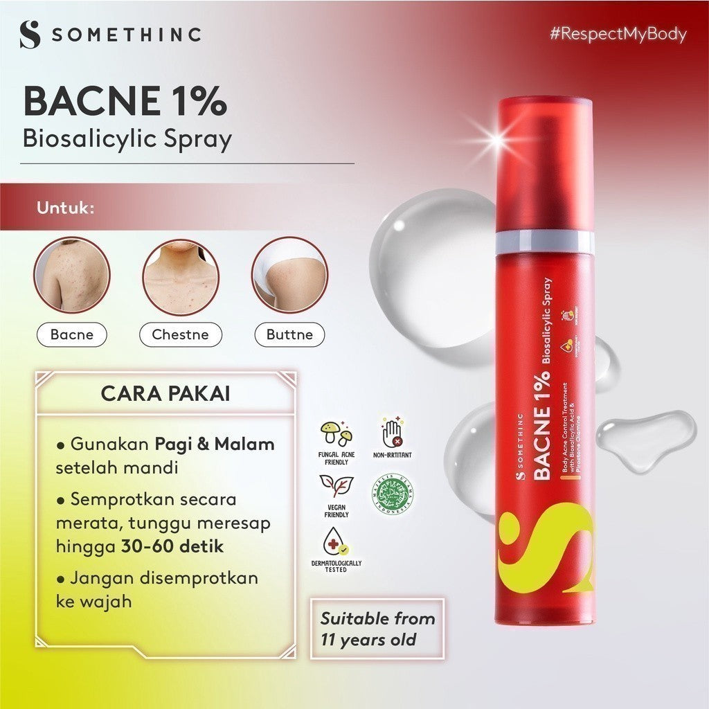 SOMETHINC Bacne 1% Biosalicylic Spray - Spray Jerawat Badan & Jerawat Punggung