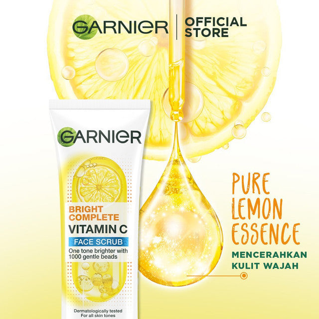 [PAKET HEMAT ISI 2] GARNIER Facial Wash Bright Complete Vitamin C Brightening Scrub Cleanser Face Wash 100ml | Skincare Pembersih Wajah Mencerahkan sabun cuci muka sabun muka glowing dan memutihkan