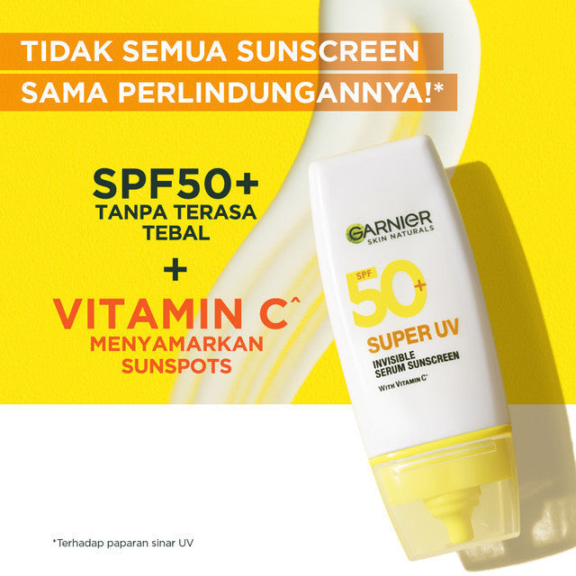 (PAKET HEMAT) Anti-Acne Face Wash & Sunscreen Vitamin C - Garnier Men Acno Fight Anti-Acne Scrub In Foam Skin Care 100ml & Super UV Invisible Serum Sunscreen SPF 50+ PA++++