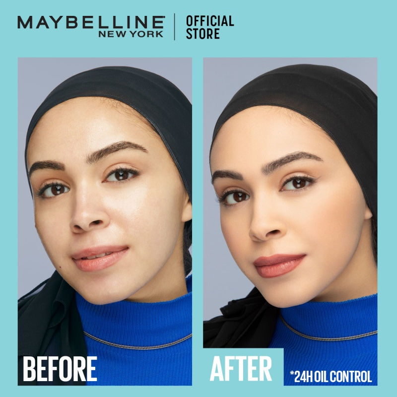 MAYBELLINE OFFICIAL Fit Me 24HR Oil Control Powder Foundation 5 gr Make up Bedak Two Way Cake TWC SPF 44 Blur & Cover Cushion Foundation Bedak Padat Concealer BB Cream Foundation Waterproof Skin Tint Fondation