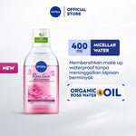 NIVEA Micellar Water in Oil Rose Care Organic Rose Water 400ml - Pembersih make up makeup remover mencerahkan kulit kusam membersihkan wajah oil double cleansing melembabkan kulit kering air mawar - Hokkaido Rose Extract, 0% Alcohol