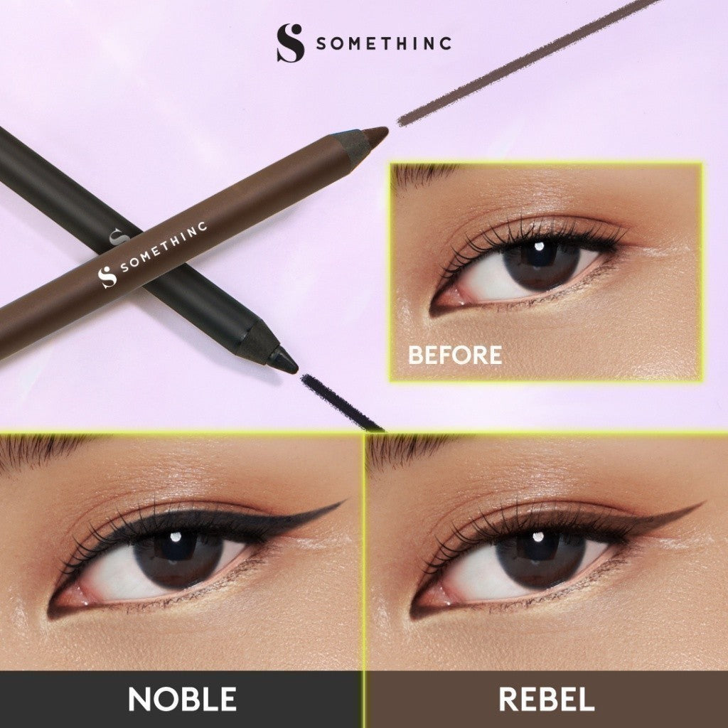 SOMETHINC Velvet Sugar Kohl Waterproof Gel Eyeliner - Eyeliner Pensil Warna Hitam & Gold Mudah Digunakan Pemula