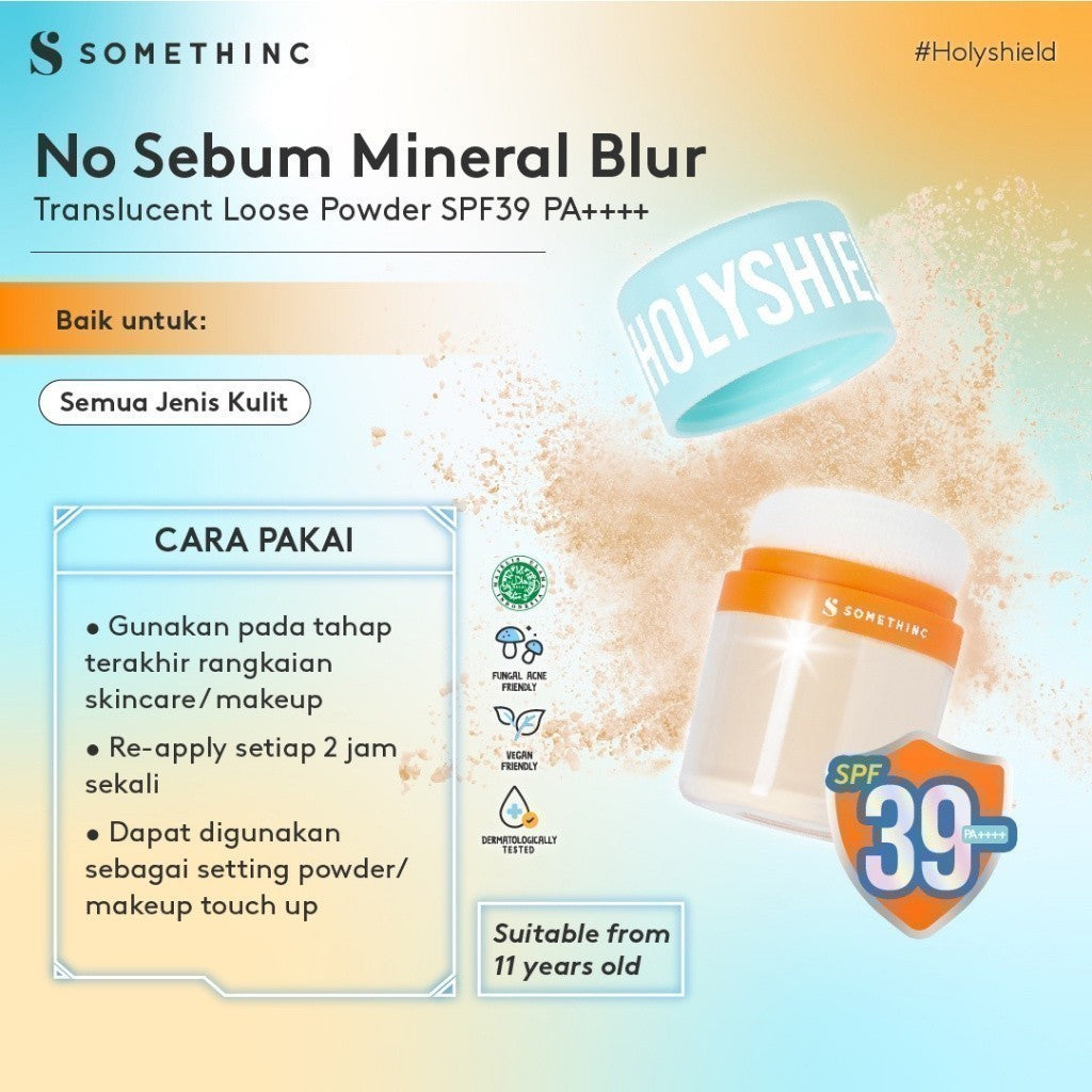 [In Vivo & In Vitro Certified] SOMETHINC Holyshield! No Sebum Mineral Sunscreen Powder SPF 39 PA++++ - Easy Touch Up Sunscreen Powder